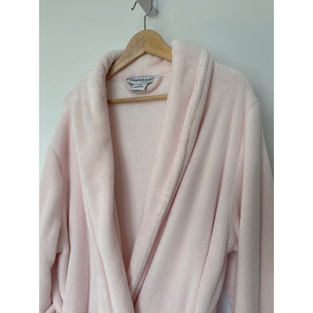 Elizabeth Arden Long Pink Plush Spa Shawl Collar Robe L/XL Cozy Belted Pockets - Picture 6 of 13